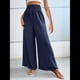 thumbnail image 5 of Pantalones Palazzo de para Mujer, de Pierna , Estilo Bohemio, de Cintura Alta, Informales, para Estar en Casa, para Vacaciones en la Playa. Azul Marino M, 5 of 10