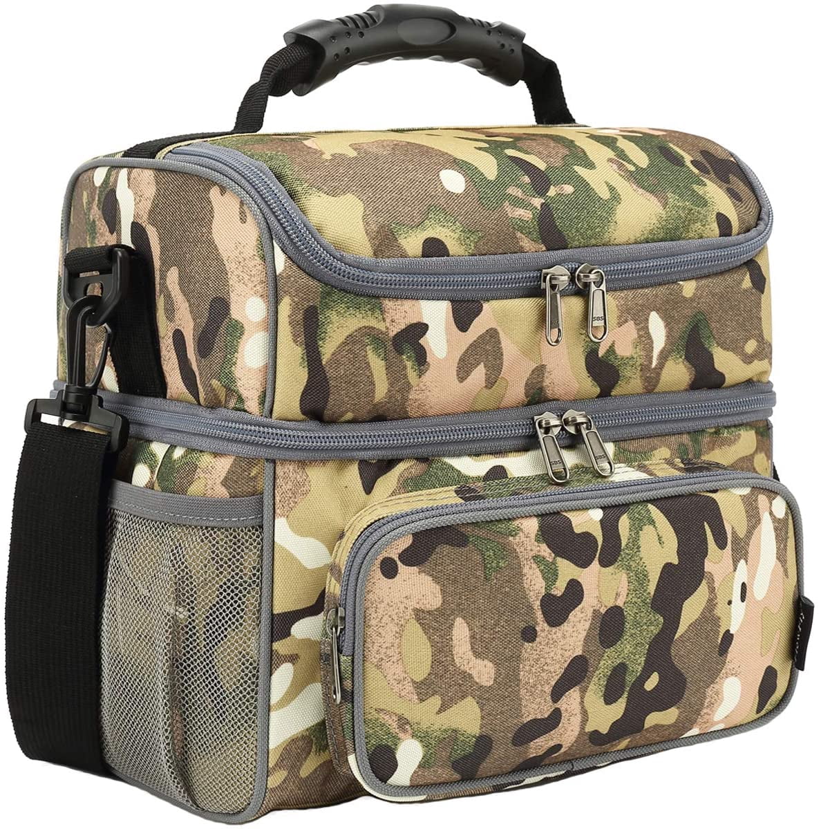 Large Double-Deck Insulated Lunch Bag – Cooler Tote For Men & Women (Fabric, Solid Color)