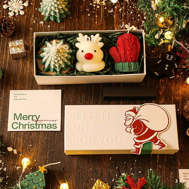 Adornos navideños, práctico set de regalo navideño, vela de aromaterapia, caja de regalo para enviar a un amigo, adornos navideños, recuerdo, decoración navideña, caja de regalo para velas.