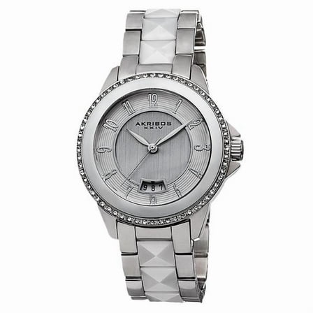 Akribos XXIV AK654WT Quartz Swarovski Crystal Stainless Steel Womens Watch