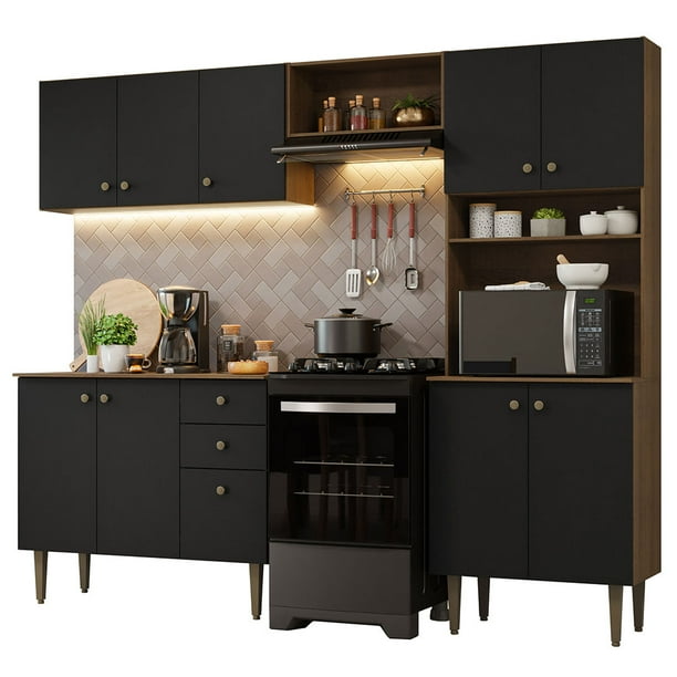 Cocina Integral Madesa Gourmet 235cm Marrón/Negro 01