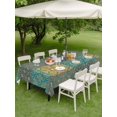 thumbnail image 4 of Outdoor Tablecloth with Umbrella Hole for Patio/Picnic/Party/Camping, Teal Yellow Boho Waterproof Table Cloth Rectangle Table Cover Washable, Bohemian Geometric Flowers Plaid (60"x 84"), 4 of 9
