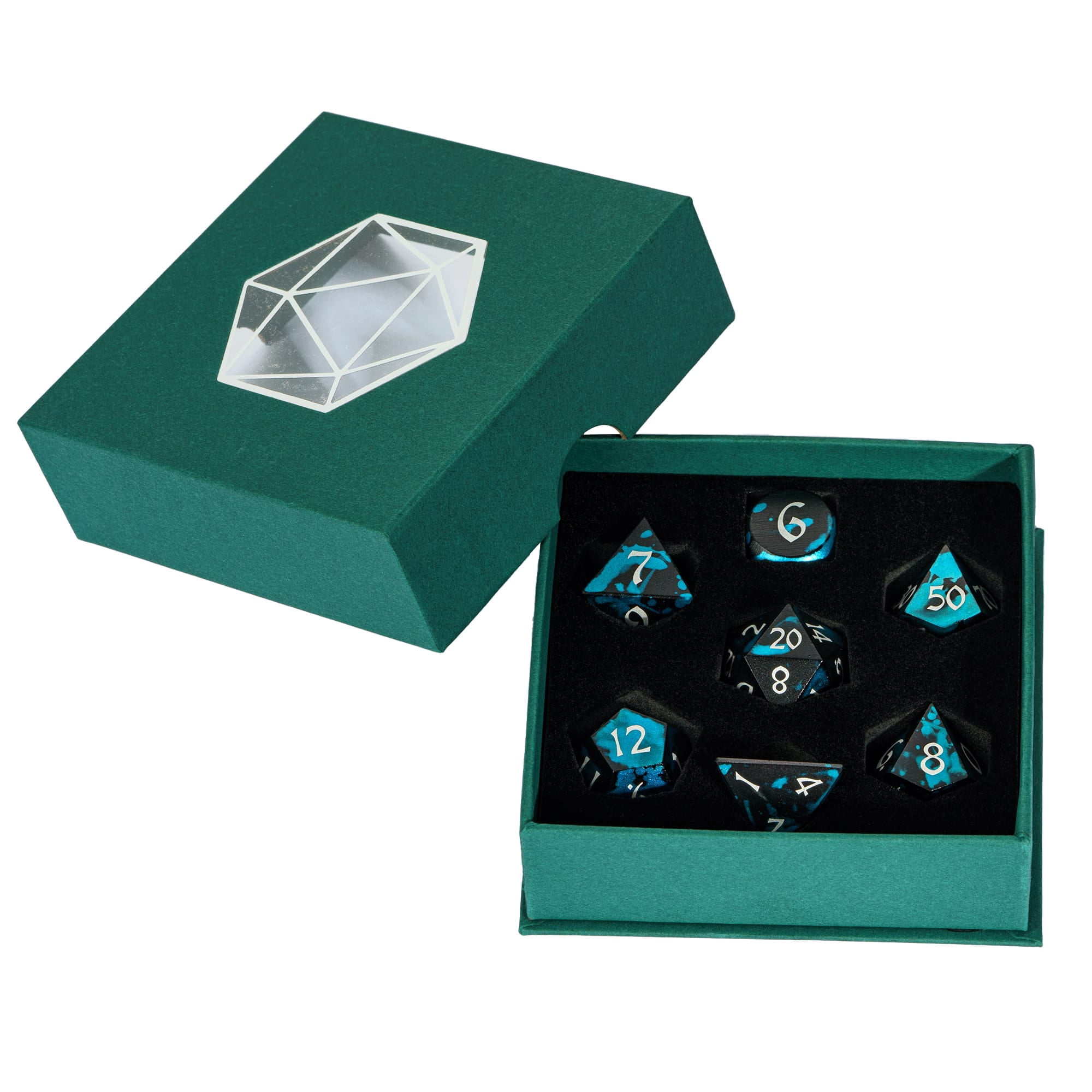 Cusdie 7-Die DND Dice Set - Premium Aluminum Metal Dice Polyhedral D&D Dice Set for Dungeons and Dragons TTRPG Role Playing Games