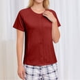 thumbnail image 5 of Mastectomy Shirts with Drain Pockets Post Shoulder Surgery Tops for Women Chemo Port Short Sleeve with Velcro Red S, 5 of 9