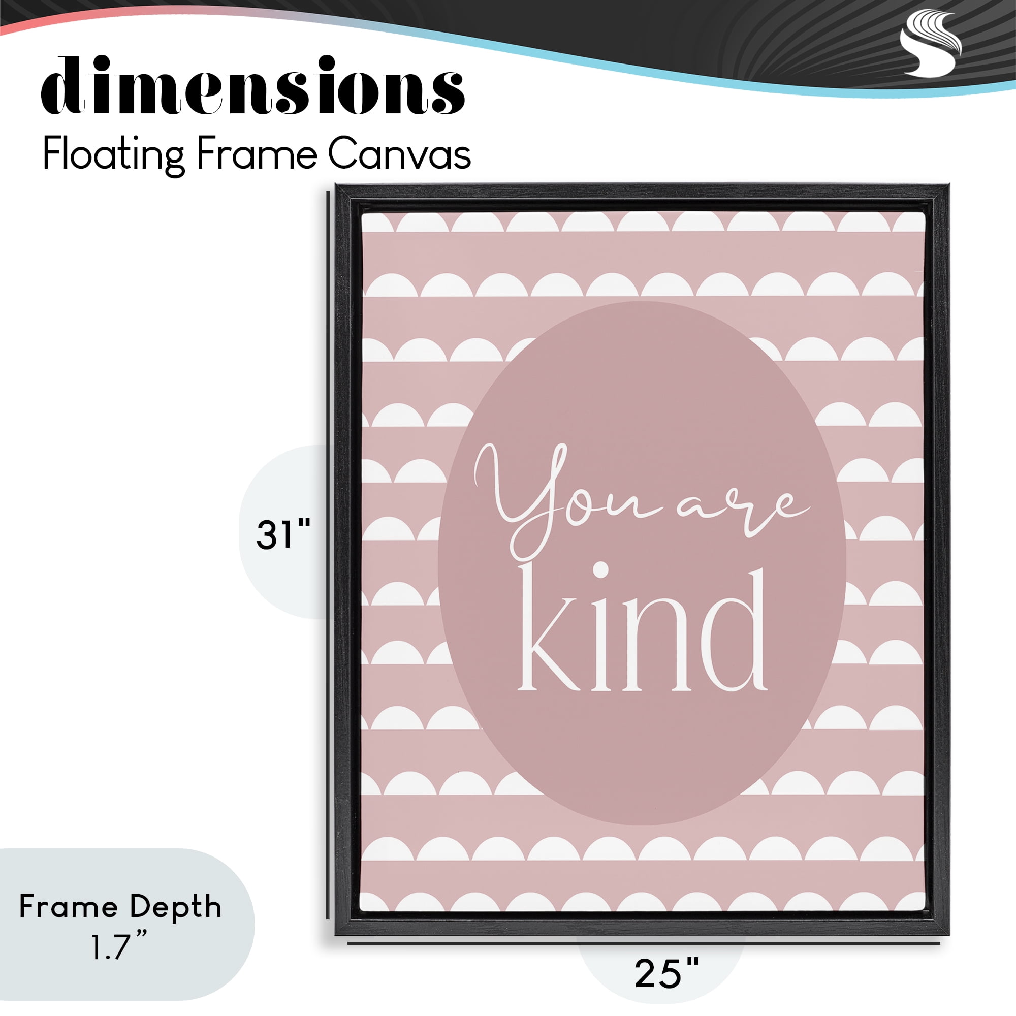 Stupell Industries You Are Kind Blush Pink Black Framed Floater Canvas Wall Art, design by Christine Simpson Art