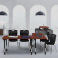 thumbnail image 3 of Regency 60x24 Mobile Adjustable Classroom Table- Cherry & 2 Andy 18 Stack Chairs- Black, 3 of 8