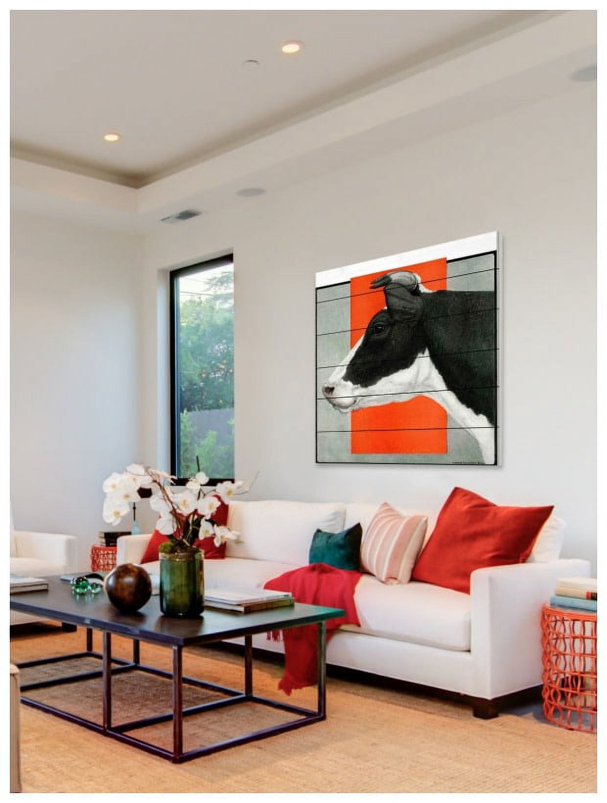 Marmont Hill "Journal Cow BW" Painting Print on White Wood