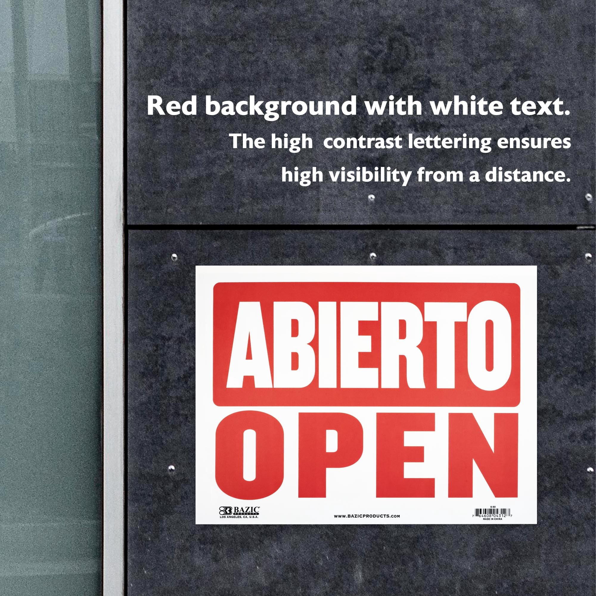 BAZIC Abierto & Cerrado Sign on Back, Open & Closed Sign 9"X12", Double Sides Plastic Signs, 4-Pack