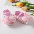 thumbnail image 3 of Toddler Girls Crib Shoes+Headband,First Walker Crib Shoes for Girl 0-18 Month Lightweight Soft Rubber Sole Mary Jane Prewalker Infant Summer Princess Shoes with Bowknot,Cotton Cozy Baptism Crib Shoes, 3 of 7