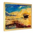 thumbnail image 2 of Abstract Boat At The Ocean Horizon During Sunset 16 in x 16 in Framed Painting Canvas Art Print, by Designart, 2 of 4