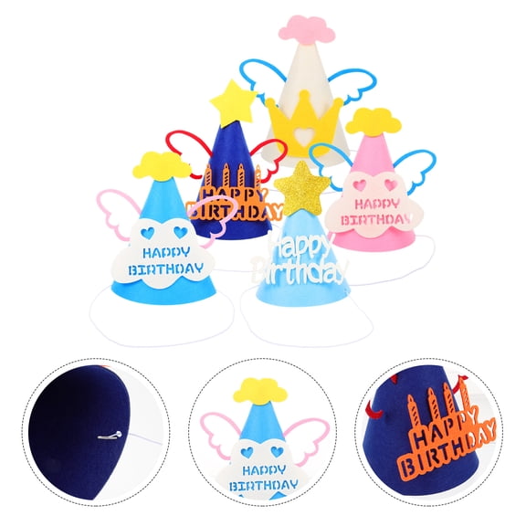 LOLIPPYY Assorted Color Cloth Birthday Party Hats for Adults and Children 5 Pieces