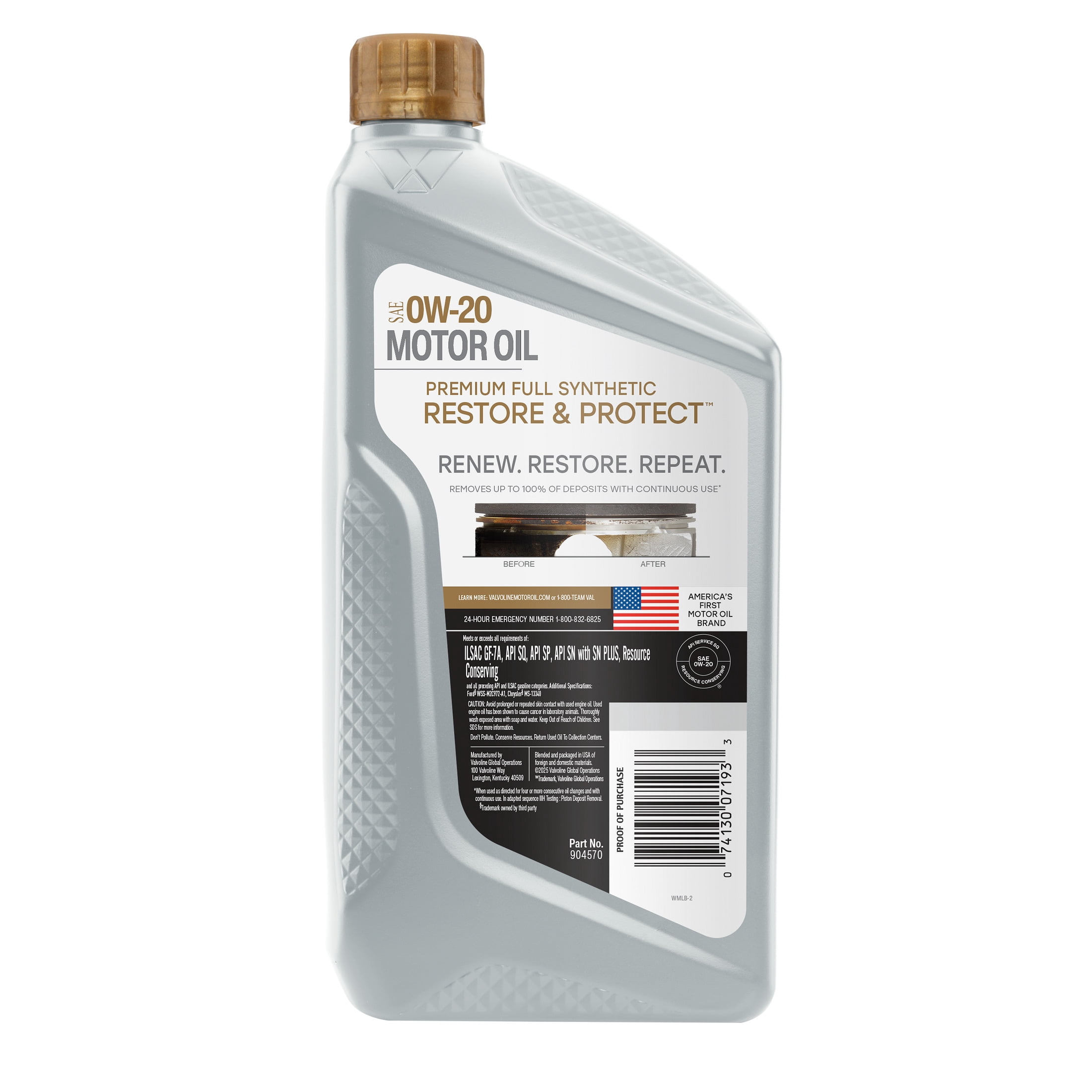 3 pack) Valvoline Restore & Protect Full Synthetic 0W-20 Motor Oil