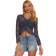 thumbnail image 1 of Allegra K Blusa Floral Transparente Atractivo Top Corto Con Pliegues Para Mujer Negro S, 1 of 6