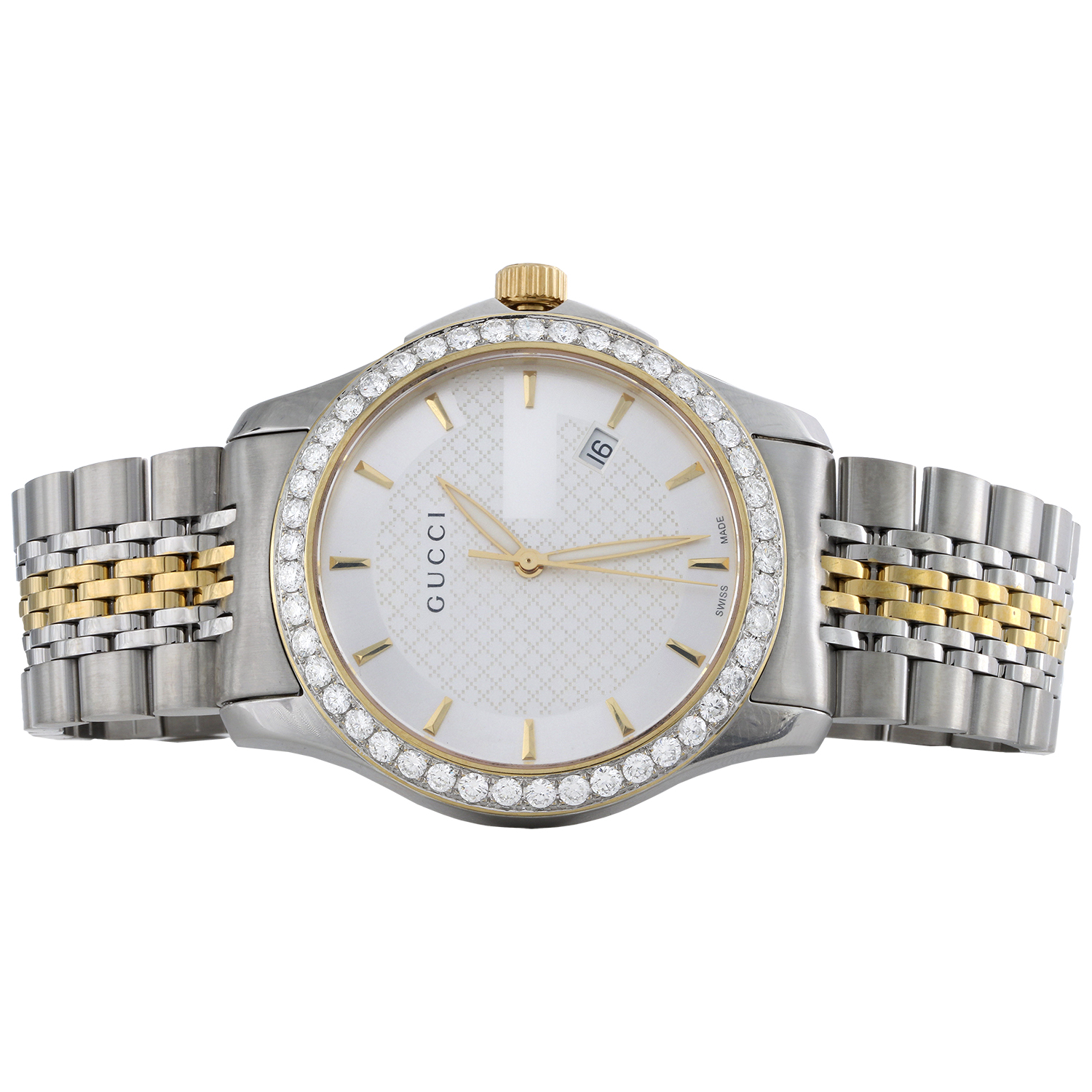 Gucci Ya126409 Diamond Watch G-Timeless 38mm Two Tone Yellow