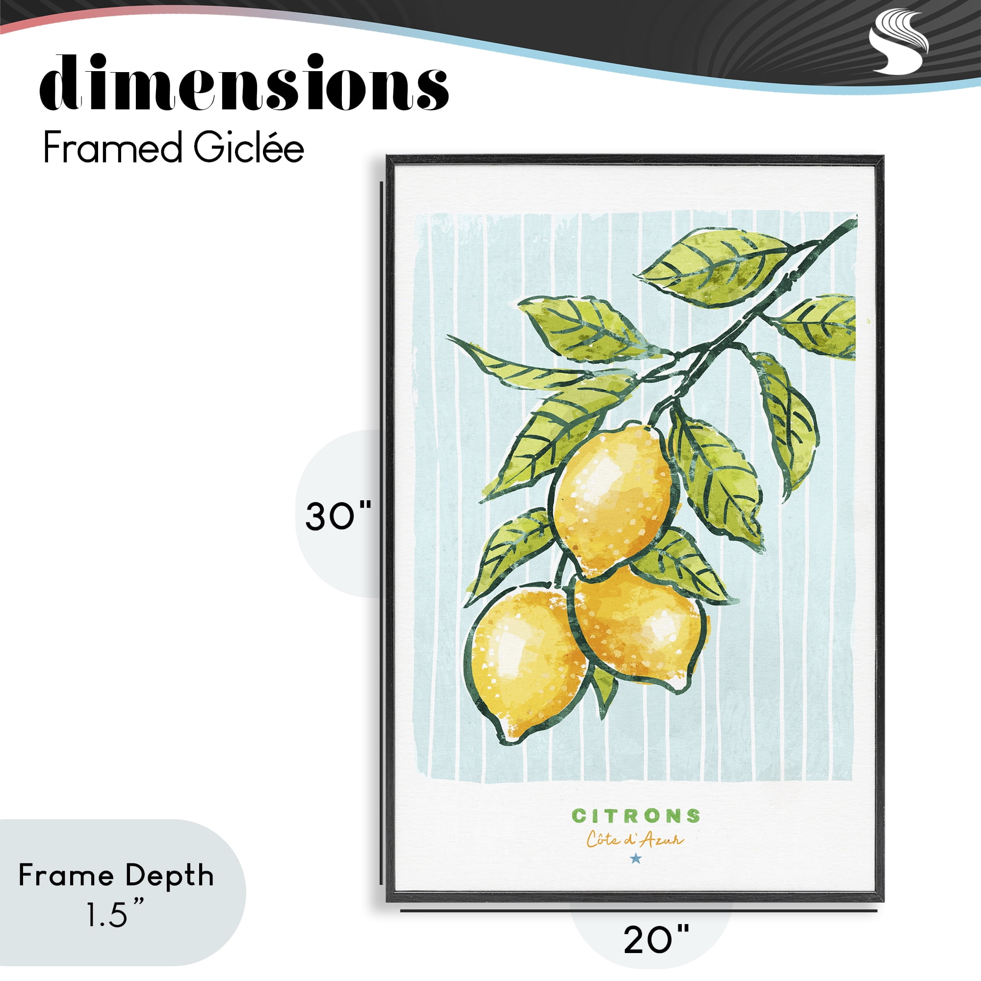 Stupell Industries Modern Bistro Lemons Black Framed Giclee Art, design by Chad Barrett