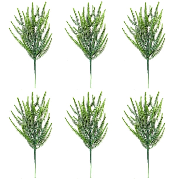 6 uds hojas de pino verde 45cm ramas de cedro artificiales para árbol de Navidad adorno DIY