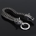 thumbnail image 2 of Pulsera de acero inoxidable para hombre con cabeza de lobo y eslabones franco con cierre de anillo de resorte, 2 of 5