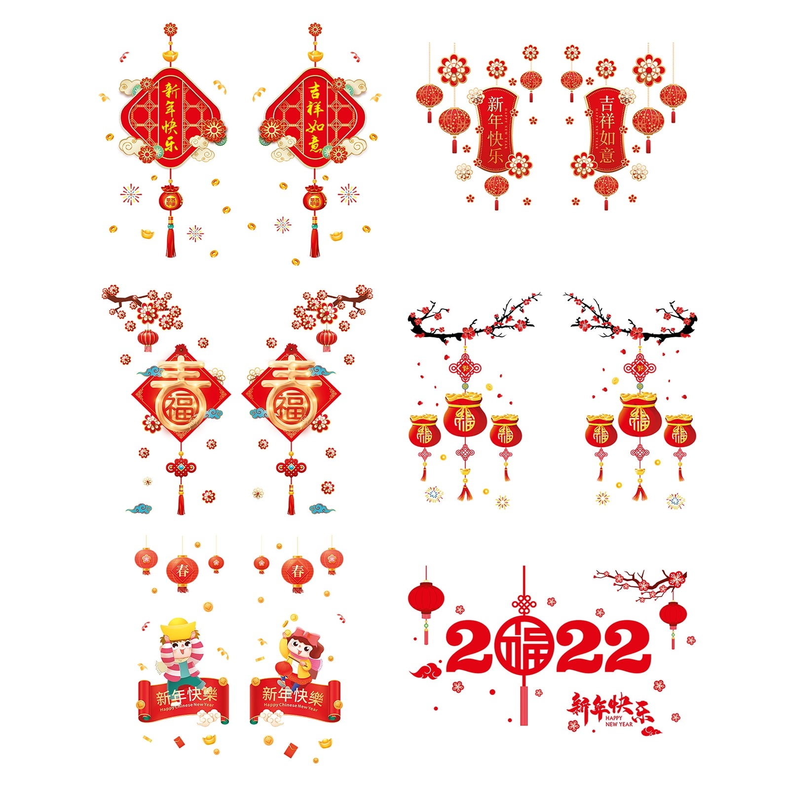 OPOLSKI 2022 Waterproof Glass Stickers Thin PVC Fridge Door New Year Glass Stickers for Office