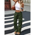 thumbnail image 4 of Women'S Baggy Jeans Pull on Stretchy Loose High Waisted Wide Leg Denim Pants Y2K 90s  Green L, 4 of 6