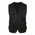 thumbnail image 2 of Men's Fishing Vest Zip Front Sleeveless Jacket Cargo Vest Jacket Multi Pockets for Summer Travel Outdoor Work Photo Cargo Black L by Awwp, 2 of 3