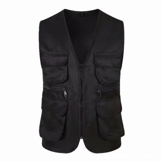 JUUYY Men's Multi Pockets Zipper Work Utility Vests Photo Safari