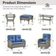 thumbnail image 3 of Opohoro 7-Piece Outdoor Conversation Set with Swivel Rocking Chairs, Glider Loveseat and Ottomans, Coffee & Side Tables, Gray/Blue, 3 of 17