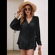 thumbnail image 4 of Blusa Playera de Larga con Botones para Mujer Negro M, 4 of 9