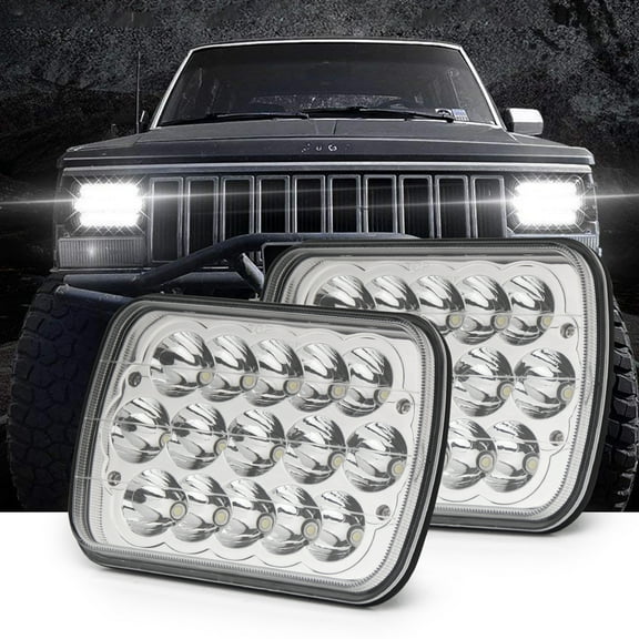 Colight 7x6" 5x7" LED Headlight Pair Projector Beam for Jeep Cherokee XJ 1984-2001 Wrangler YJ 1986-1995