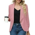 thumbnail image 2 of Baberdicy Womens Blazer Women Suit Solid Color Open Front Office Jackets Plus Size Long Sleeve Summer Work Office Cardigan with Pockets Women's Blazers & Suit Jackets Pink, 2 of 8