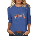 thumbnail image 2 of Xihbxyly Blouses pour Femmes Manches 3/4 T-shirt Imprimé Fête des Mères Col Rond Manches 3/4 Pull Col Rond Manches Longues, 2 of 4