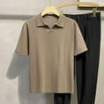 thumbnail image 2 of Men's Casual Light Luxury Knitted Polo Shirt Leisure Solid Color V-Neck Short Sleeve T-Shirt for Men Breathable Fashion Knitwear, 2 of 5
