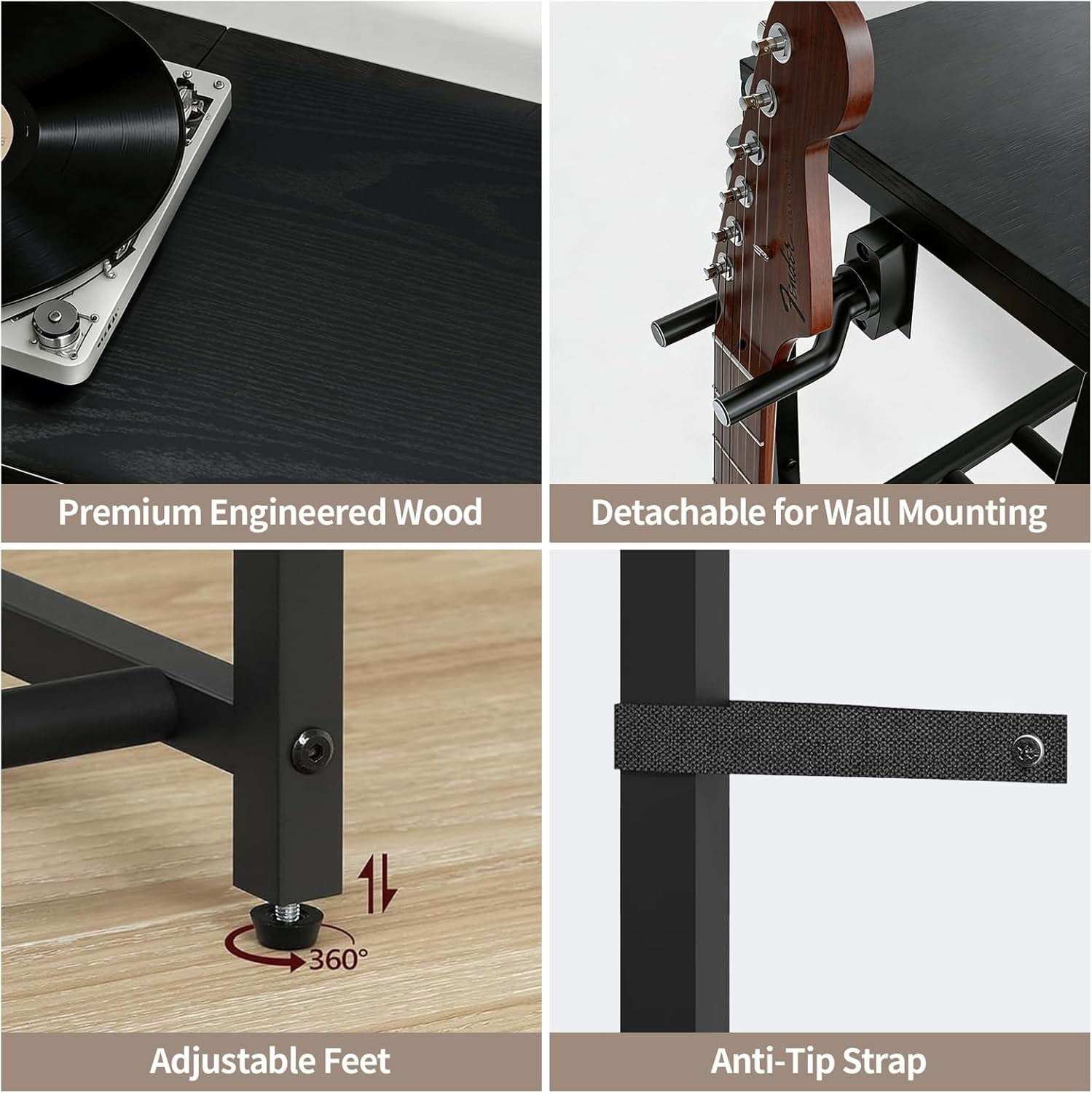 stusgo Multi Guitar Stand,Multiple Guitar Rack Holder for 7 Guitars,Guitars Display Rack with 2 Guitar Holders for Home,Stage,Studio, Black
