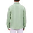 thumbnail image 3 of INSPIRE CHIC Men's Long Sleeves Button Down Solid Color Jacquard Textured Shirts S Green, 3 of 5