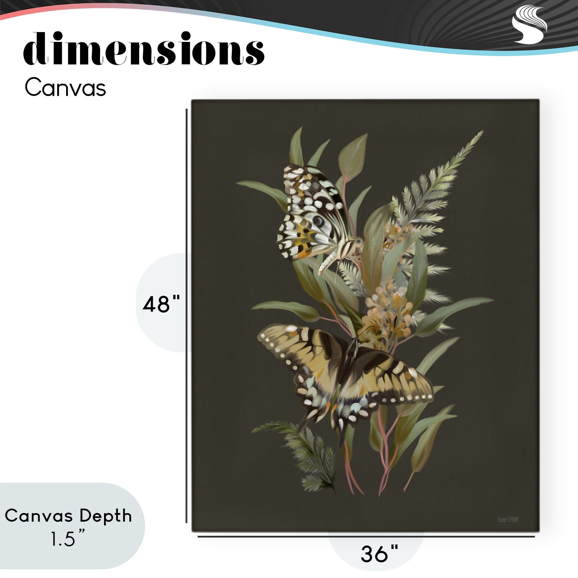 Stupell Industries Twin Swallowtails & Greenery Canvas Wall Art, design by House Fenway