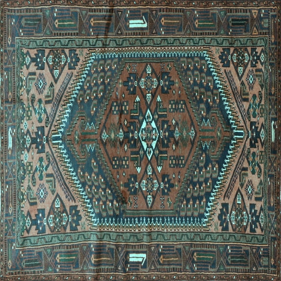 Ahgly Company Indoor Square Persian Light Blue Traditional Area Rugs, 6' Square
