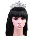 thumbnail image 4 of Tiara de boda, tiara nupcial, diadema de cristal, pedrería, corona con peine para boda, desfile de princesas, corona de plata Rojo Verde, 4 of 5