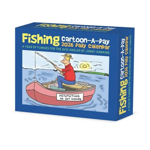 Fishing Cartoon-A-Day by Jonny Hawkins 2026 Box Calendar, (Paperback)
