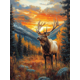 thumbnail image 1 of Qisvanset Framed Canvas Wall Art 12x16 Inch Mountain Sunset Elk Western Wilderness Cabin Art, 1 of 5