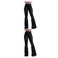 thumbnail image 2 of pitrice Women Wide Leg Jeans High Waist Flared Pants Solid Color Strap Spring Summer Hip-Lifting Ladies Trousers For Office Black L 2Set, 2 of 6