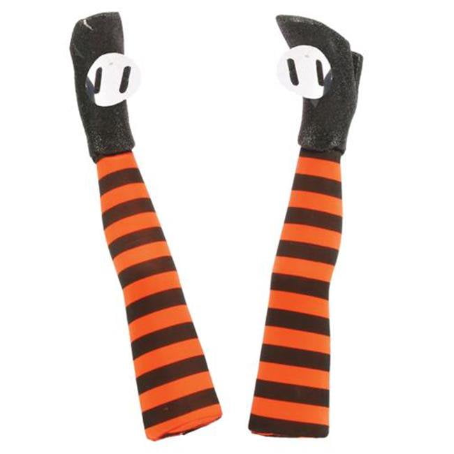 Witch Legs Yard Stakes Orange/Black Halloween Décor