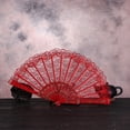 thumbnail image 2 of ionze Appliances Lace Fan Hand Party Style Held Flower Wedding Chinese Dance Silk Folding Fans Fans （Red）, 2 of 4