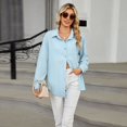 thumbnail image 5 of SWSMCLT Women's Button Up Shirt Fashion Blouse Long Sleeve Fall Loose Holiday Winter Drop Shoulder Long Top Sky Blue Medium, 5 of 5