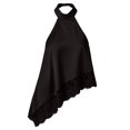 thumbnail image 5 of IUYRTFE Women's Halter Neck Satin Lace Trim Top Sleeveless Elegant Summer Flowy Blouse, 5 of 5