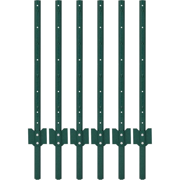 COZONY 3 FT Metal Fence Post Set, 6-Pack U-Channel Garden Fence Stakes for Garden, Farm & Wire Fencing