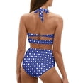 thumbnail image 2 of Suhoaziia Women Bathing Suits Two Piece Light & Soft Round Spots High Waist Bikini with Adjustable Straps Size 2XL Crisscross Lace Up Halter Ruched Bathing Suits, 2 of 6