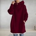 thumbnail image 4 of Fesfesfes Coat for Women Solid Color Hoodie Zipper Long Sleeve Sweatshirts Long Coat Tops With Pockets Under $10, 4 of 7