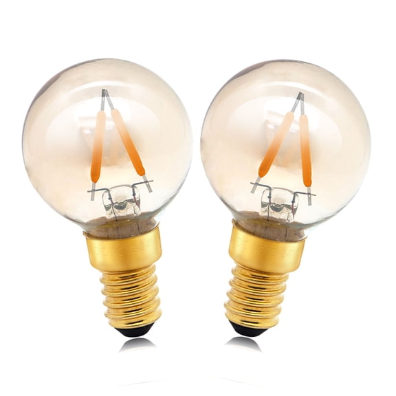 Ruiandsion E14 LED Bulb 12-24V Low Voltage, 1W Amber Glow G40 Vintage Filament for Christmas Garland String Lights, 2-Pack
