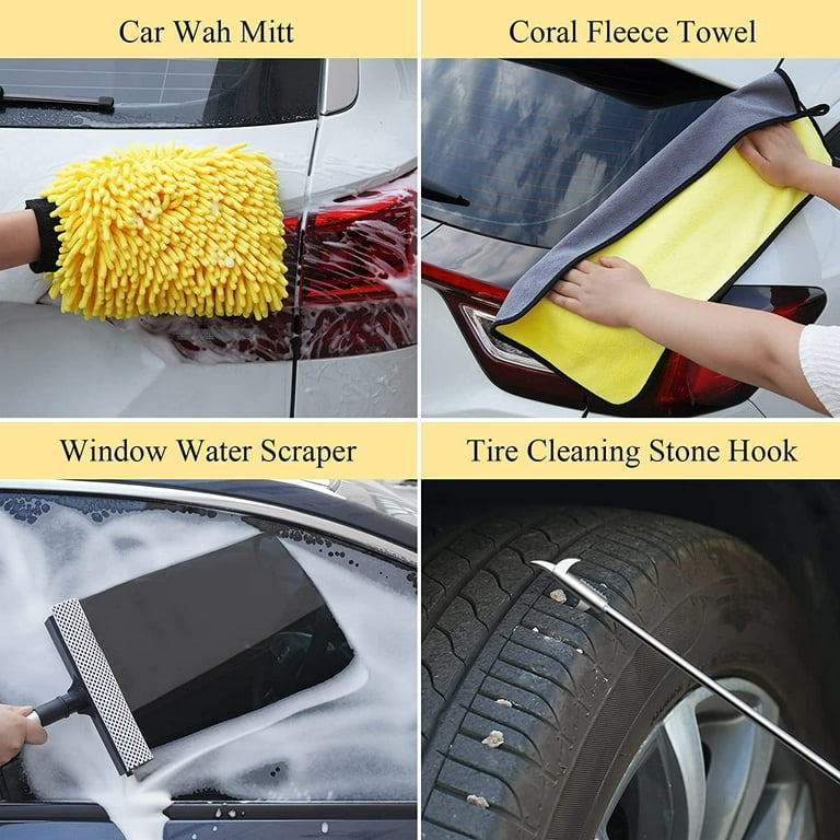 Microfiber Car Wash Detail Collapsible Bucket Mitt Kit Auto Exterior Clean Set Microfiber Car Wash Detail Collapsible Bucket Mitt Kit Auto Exterior Clean Set