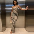 thumbnail image 2 of Women's Snake Print Halter Dress, Sleeveless, Backless, Sexy, 2 of 17