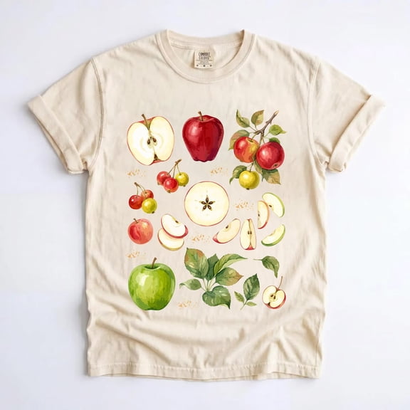 Vintage Apple Botanical T-Shirt, 90s Retro Fruit Cottagecore Graphic Tee